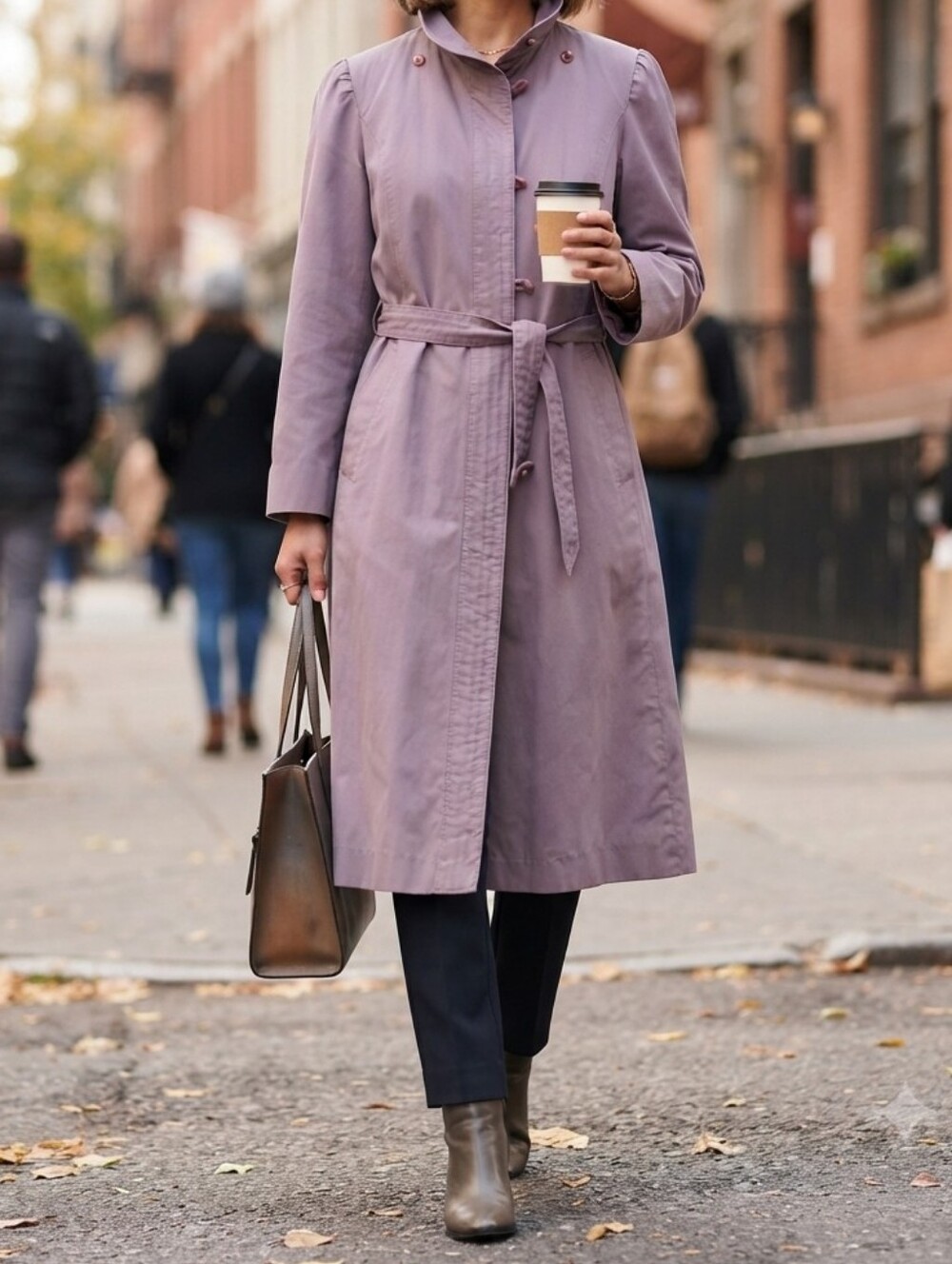 Freddi Gail Vintage Long Coat Sz 11/12 Dusty Purple Mauve Trench Jacket Flawed